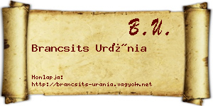 Brancsits Uránia névjegykártya
